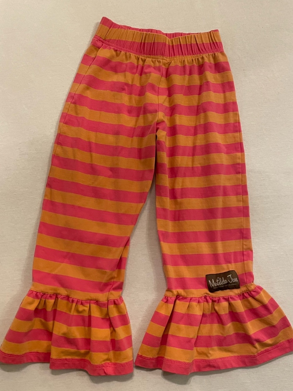Matilda Jane For Good Hart Sunrise Ruffle Pants Girls 8 Pink Yellow
